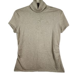 Ann Taylor Metallic gold turtleneck short sleeve shirt